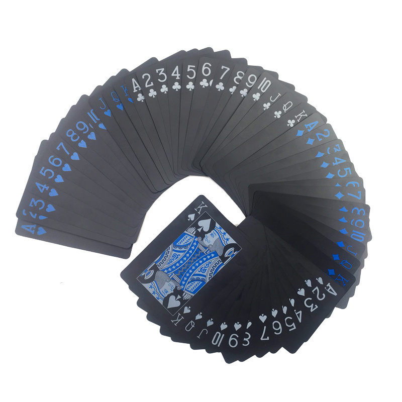 K368  Waterproof PVC Plastic Playing Cards Set Trend 54pcs Deck Poker Classic Tricks Tool Pure Black Box-packed