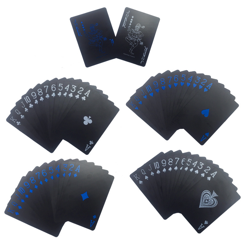 K368  Waterproof PVC Plastic Playing Cards Set Trend 54pcs Deck Poker Classic Tricks Tool Pure Black Box-packed