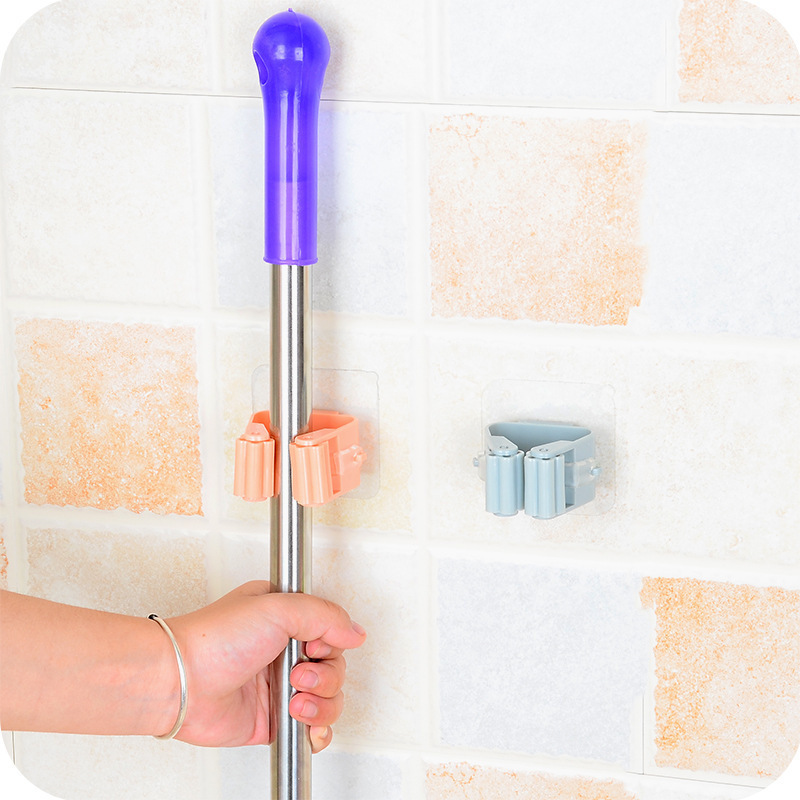 Mop Broom Holder Self Adhesive Mop Grip Storage Holders Wall Mounted Broom Hanger Tool Organizer Rack for Kitchen Garden