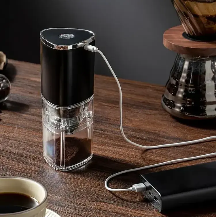 Custom logo Small portable mini home kitchen coffee grinder machine mill automatic USB charging electric coffee grinder