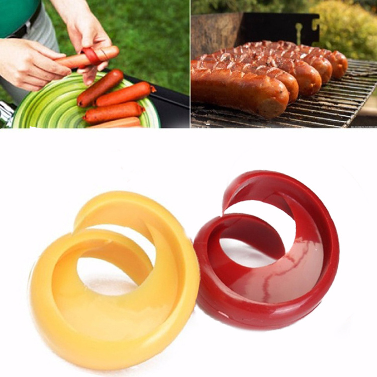 Online Shop Hot Sale 2pcs Fancy Sausage Cutter Spiral Barbecue Hot Dogs Cutter Slicer Kitchen Cutting Gadget