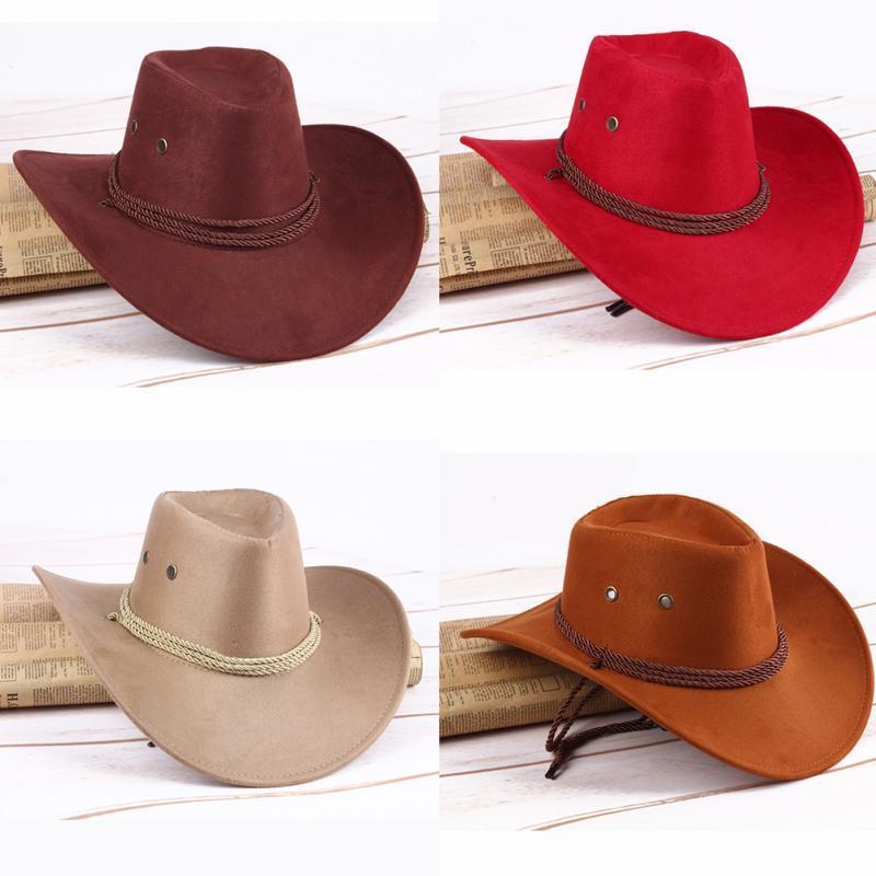 Fashion Adult/Kids  Western Sun Shield Unisex Cowboy Casual Artificial Leather Hat Wide Cowgirl Cowboy Hat