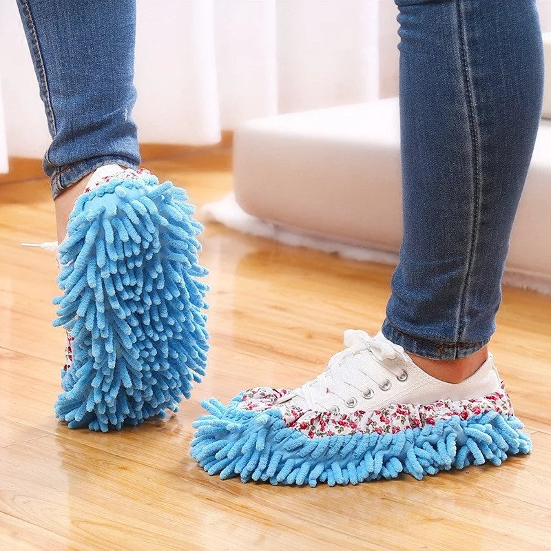 Home Floor Cleaning Slipper Chenille Micro Fiber Shoes Covers Drag Mop Micro Velvet Shoes Clean Cloth