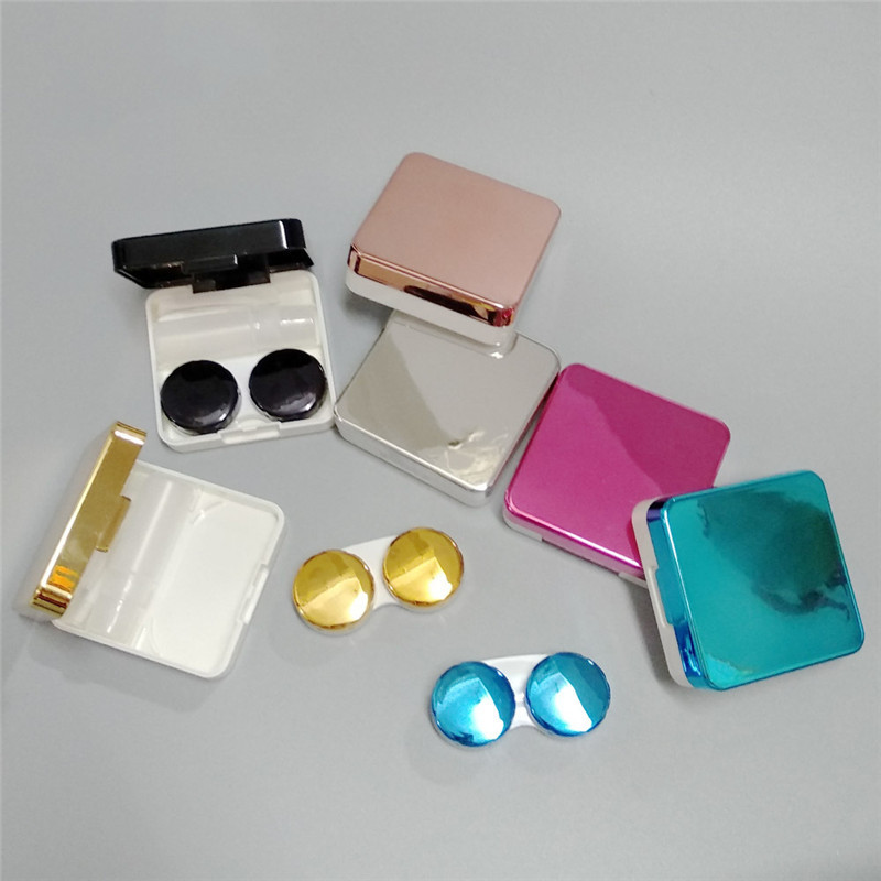 K1060 Hot Cute Glossy Contact Lens Case Travel Glasses Lenses Box For Unisex Eyes Care Kit Holder With Container Support