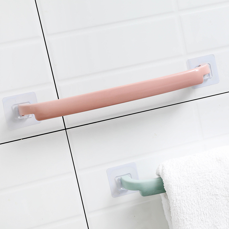 Towel bar Perforation-free bathroom extended bathroom Cool double pole wall hanging towel rack toilet single pole slipper bar