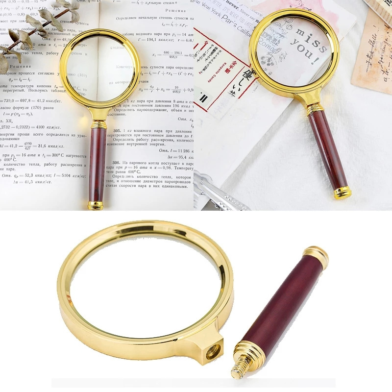 Magnifying Glass 10X Handheld 60mm/70mm/80mm/90mm Loupe Portable Magnifier for Jewelry Newspaper Reading Handheld Magnifier