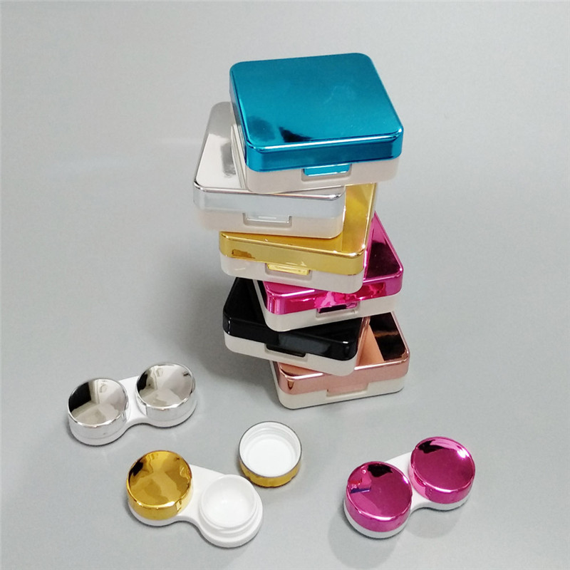 K1060 Hot Cute Glossy Contact Lens Case Travel Glasses Lenses Box For Unisex Eyes Care Kit Holder With Container Support