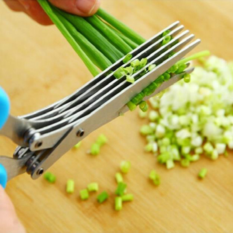 19cm Minced 5 Layers Multifunctional Kitchen scissors Shredded Chopped Scallion Cutter Herb Laver Spices Cook Tool