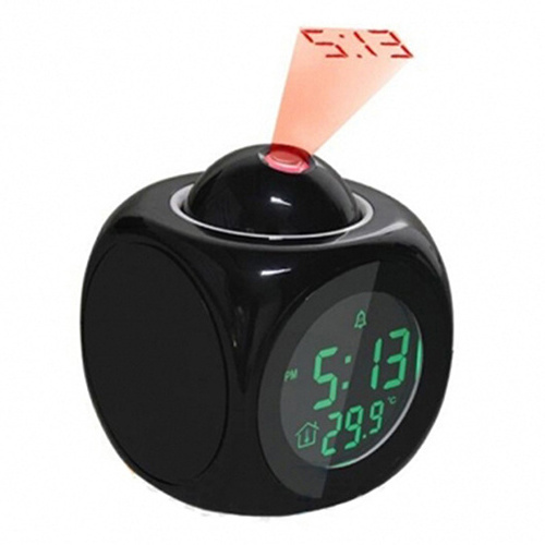 Projection Digital LCD Snooze Alarm Clock Talking Voice Thermometer Snooze Function Desk LED Display despertador