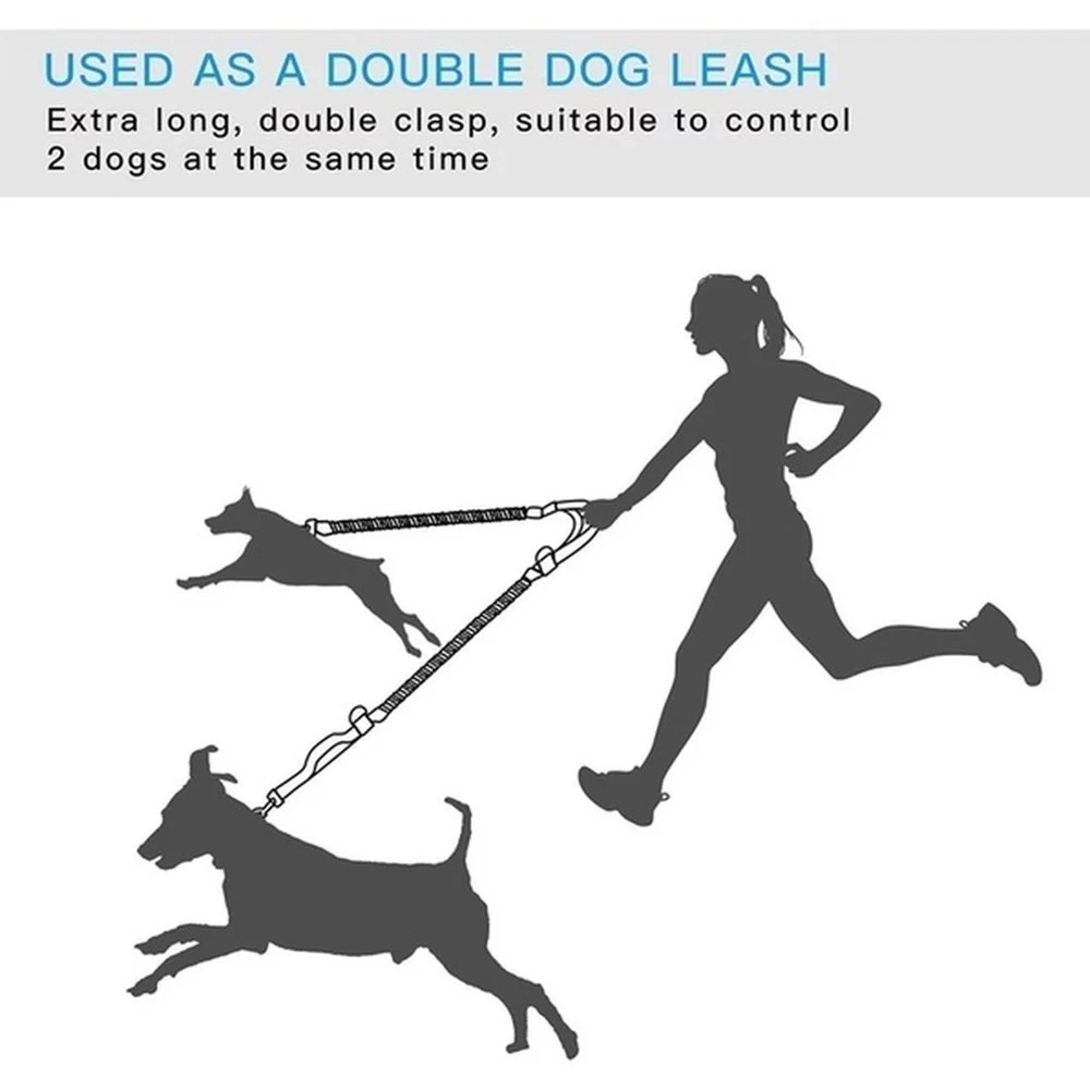 Pet Dog Cat Soft Leash Belt Chain Portable Reflective Running Double Retractable Dog Leashes Night Running Dog Supplies