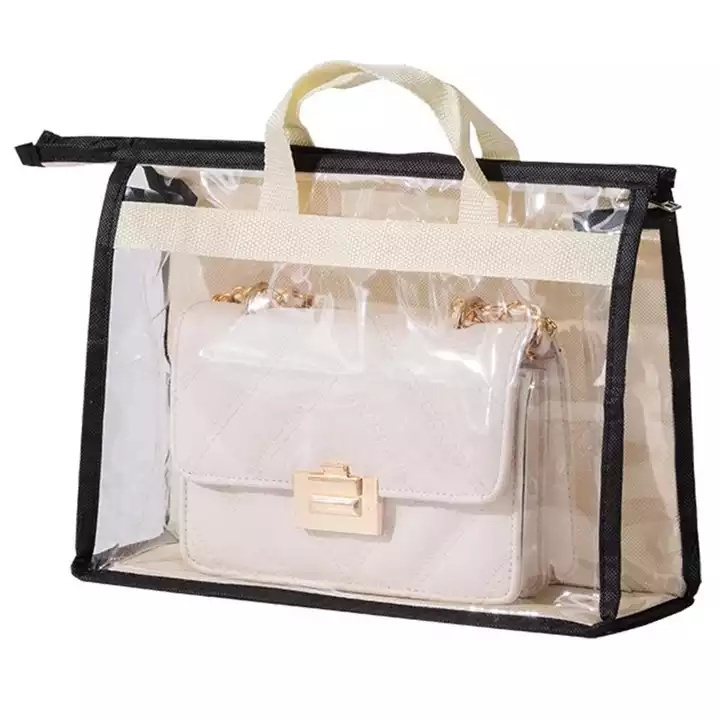 R1020 Pvc Handbag Dust Bags Clear Purse Storage Organizer for Closet Hanging Zipper Storage Bag for Handbag Storage Case