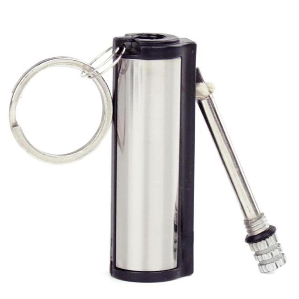 Flint Portable Keychain Fire Starter Stainless Steel Outdoor Camping Hiking Emergency Survival Tool cylindrical matches