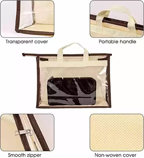 R1020 Pvc Handbag Dust Bags Clear Purse Storage Organizer for Closet Hanging Zipper Storage Bag for Handbag Storage Case