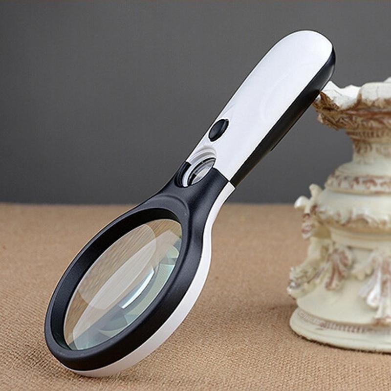 3 LED Light 45X Handheld Reading Magnifying Glass Lens Waterproof Microscope Magnifier with 3 LED Lights Jewelry Watch Loupe