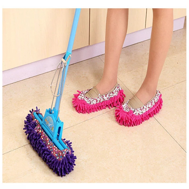 Home Floor Cleaning Slipper Chenille Micro Fiber Shoes Covers Drag Mop Micro Velvet Shoes Clean Cloth