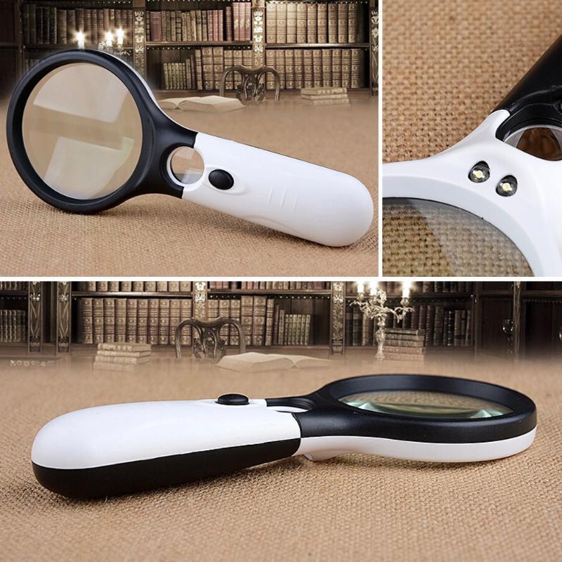 3 LED Light 45X Handheld Reading Magnifying Glass Lens Waterproof Microscope Magnifier with 3 LED Lights Jewelry Watch Loupe