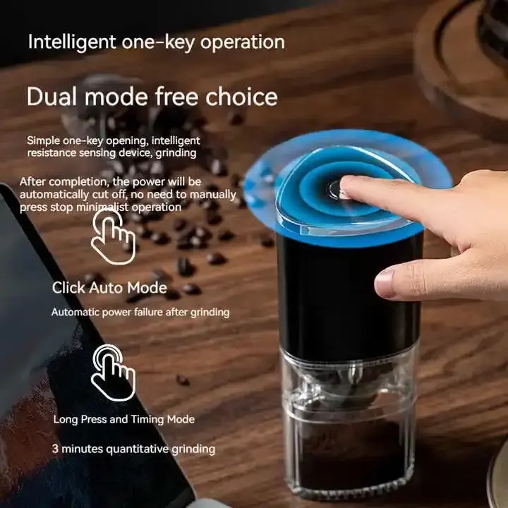 Custom logo Small portable mini home kitchen coffee grinder machine mill automatic USB charging electric coffee grinder