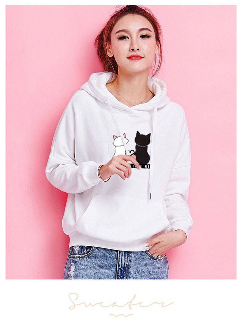 Streetwear Hoodies Women Sweatshirt Autumn Long Sleeve Hoodies Harajuku Hoodie Cute Cat Print Sweatshirt Women J0242-1