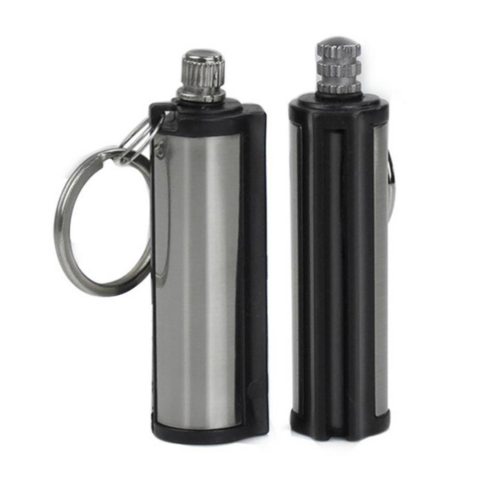 Flint Portable Keychain Fire Starter Stainless Steel Outdoor Camping Hiking Emergency Survival Tool cylindrical matches