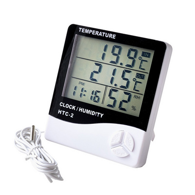 LCD Electronic Digital Temperature Humidity Meter Thermometer Hygrometer Indoor Outdoor Weather Station alarm Clock HTC-1 HTC-2