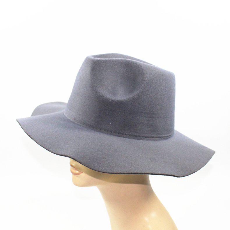 Navy blue Large brim hat polyester felt winter wide wool brim wool felt hat fisherman's hat Formal colour F047-1