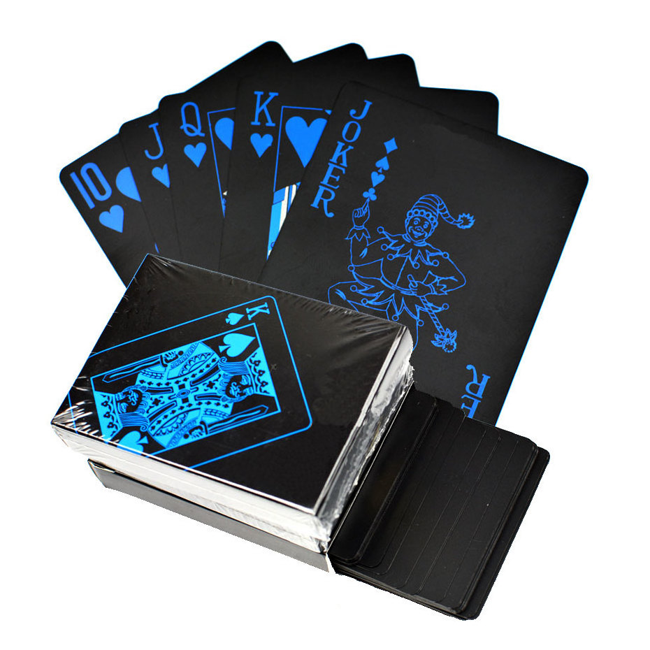 HOT  sale PVC  Poker Waterproof Plastic Playing Cards Set Black Color Poker Card Sets Classic Magic Tricks Tool Poker Games