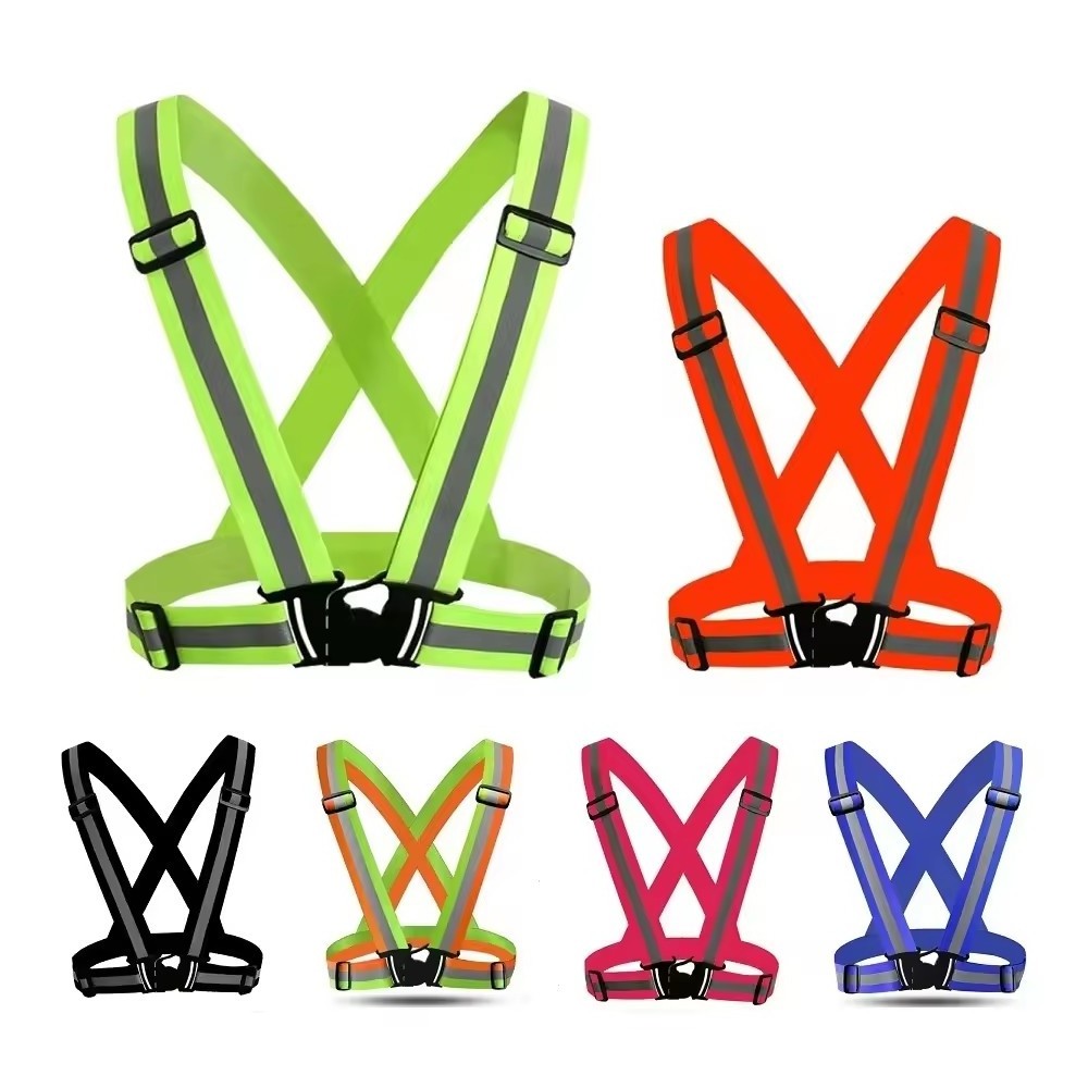 I-0217 Night Running Riding Clothing Vest Adjustable Safety Vest Elastic Band Highlight Reflective Straps