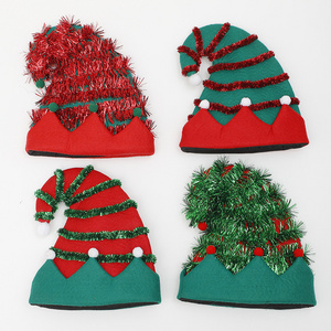 Wholesale Custom Adult Children New Year Christmas Hat Festive Holiday Party Supplies LED Light Up Felt Christmas Elf Hat R2010