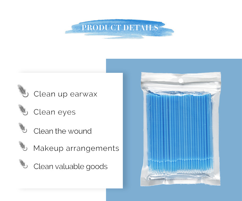 Wholesale Micro Brushes Make Up Eyelash Extension 100pcs Disposable Eye Lash Glue Cleaning Brushes Free Applicator Sticks