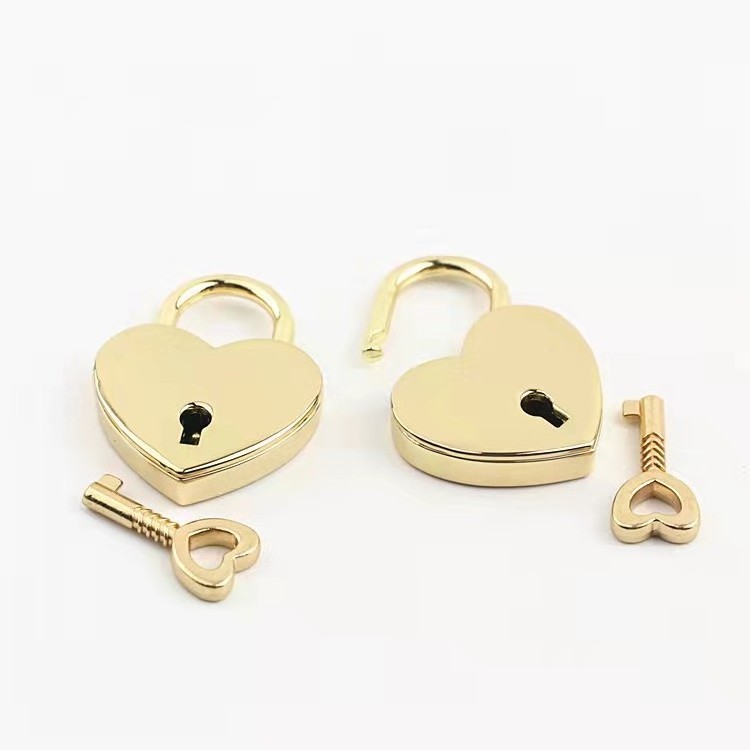 Heart Shape Vintage Metal Mini Padlock Bag Suitcase Luggage Box Key Lock