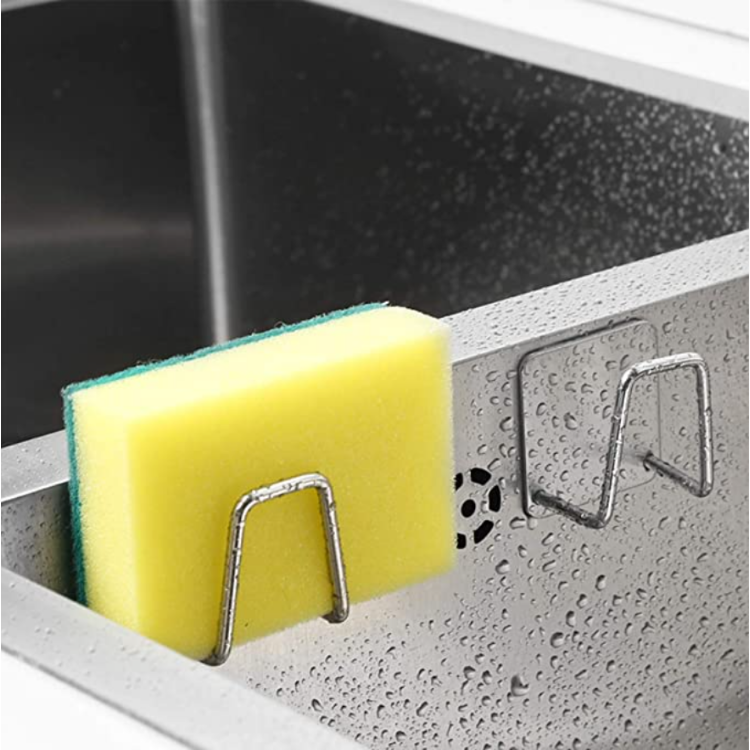 304 Stainless Steel Rust Proof Waterproof Kitchen Hook Adhesive Sponge Holder Sink Caddy for Kitchen Accessories