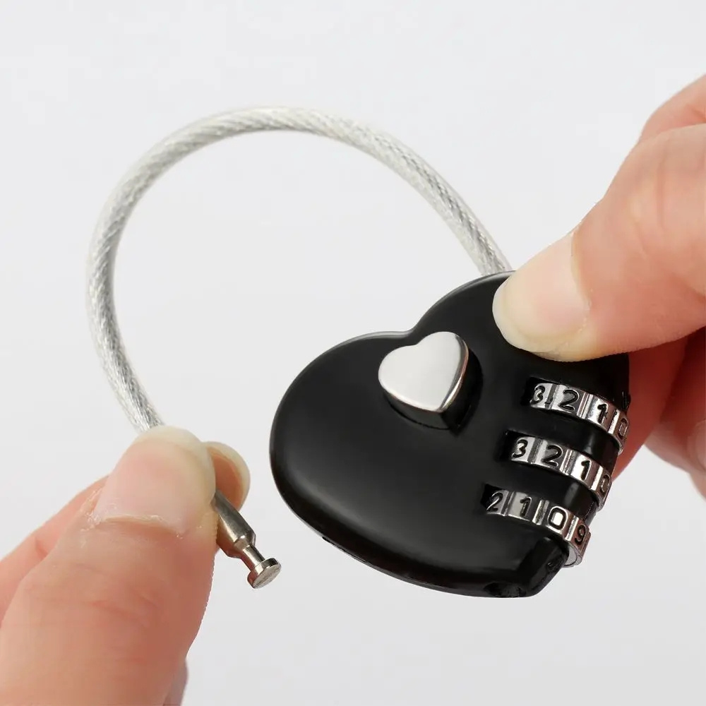 Luggage Password Padlock Double Mood Love Lock Travel 3 Dial Digit Password Lock Heart Shaped Padlock