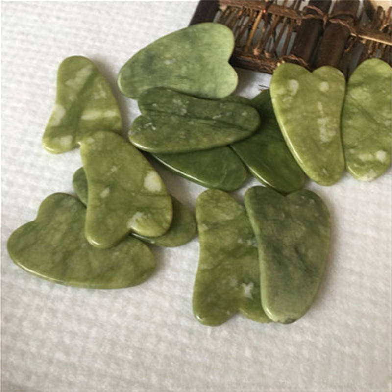 Gua Sha Scraping Massage Face Green Rose Quartz Jade Guasha Board Scraper Tool Natural Jade Gua sha Stone Board Massage R1189