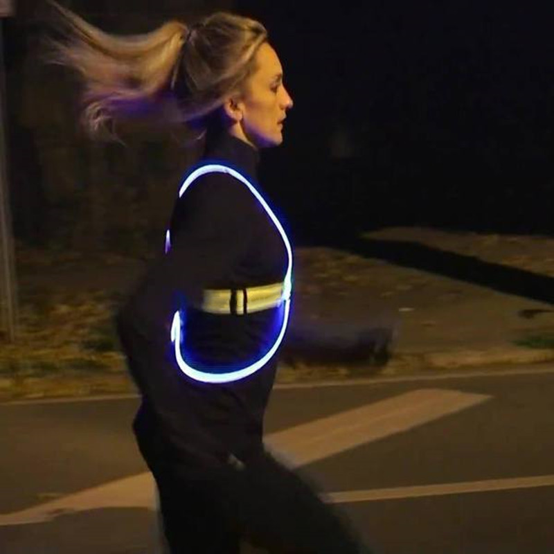 Night Running Cycling Outdoor Sports Flashing Vest Motorcycle LED Fiber Riding Light Up Safety Reflective Jacket Vest R1018