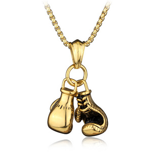 Pair Pendant Chain For Men Boys Charm Sports Fitness Jewelry Alloy Mini Boxing Glove Necklace