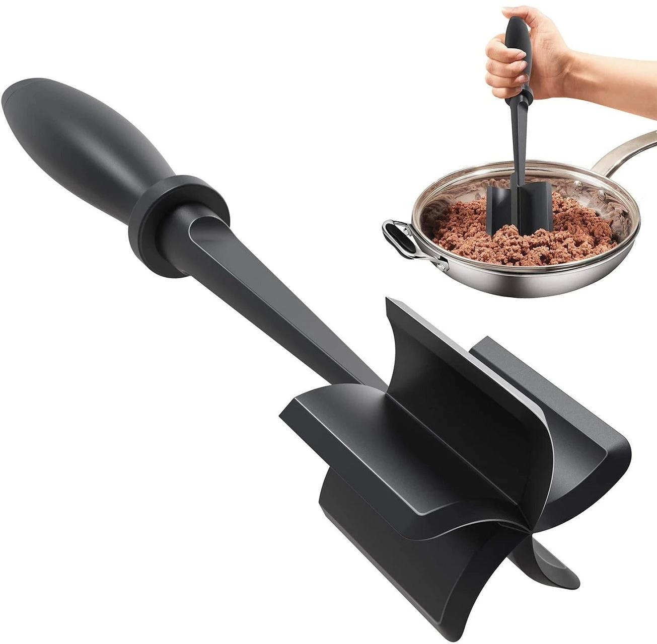 Kitchen Gadgets Ground Beef Masher Utensil Heat Resistant Non-Stick Hamburger Chopper Tool Meat Chopper