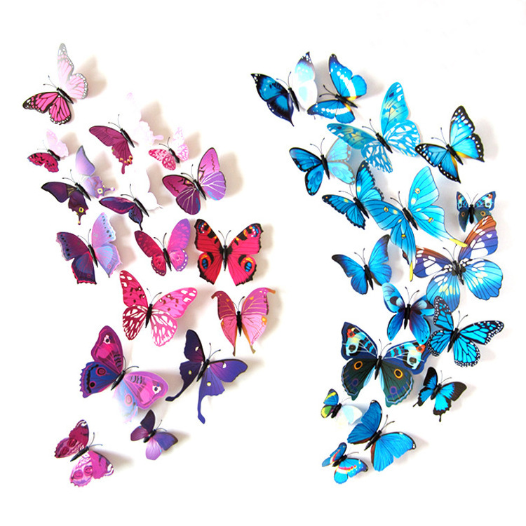 12pcs/lot Home Decor Poster Wall Room Decoration Magnet Butterflies DIY Fridge Stickers 3D Wall Stickers