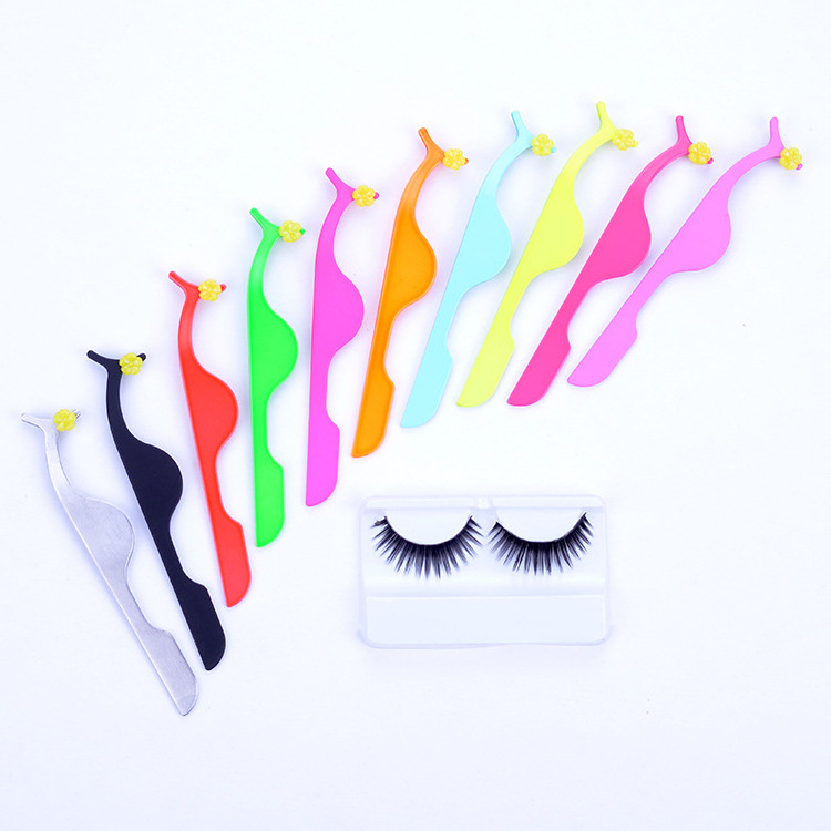 1pc False Eyelash Tweezers Fake Eye Lash Applicator Eyelash Extension Curler Nipper Auxiliary Clip Clamp