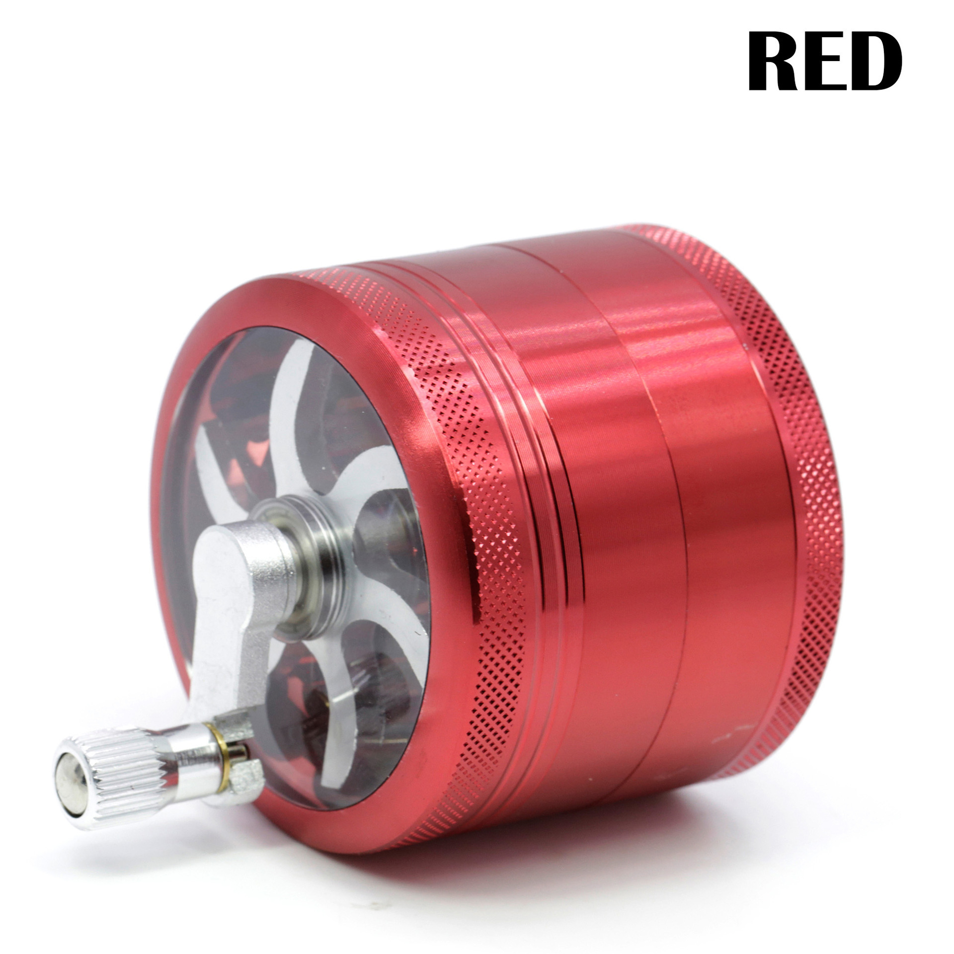 4 Layers Herb Tobacco Spice  Grass Aluminium Grinder Smoke Crusher Hand Crank Muller Mill Pollinator Smoking Accessories