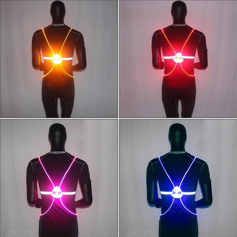 Night Running Cycling Outdoor Sports Flashing Vest Motorcycle LED Fiber Riding Light Up Safety Reflective Jacket Vest R1018