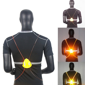 Night Running Cycling Outdoor Sports Flashing Vest Motorcycle LED Fiber Riding Light Up Safety Reflective Jacket Vest R1018