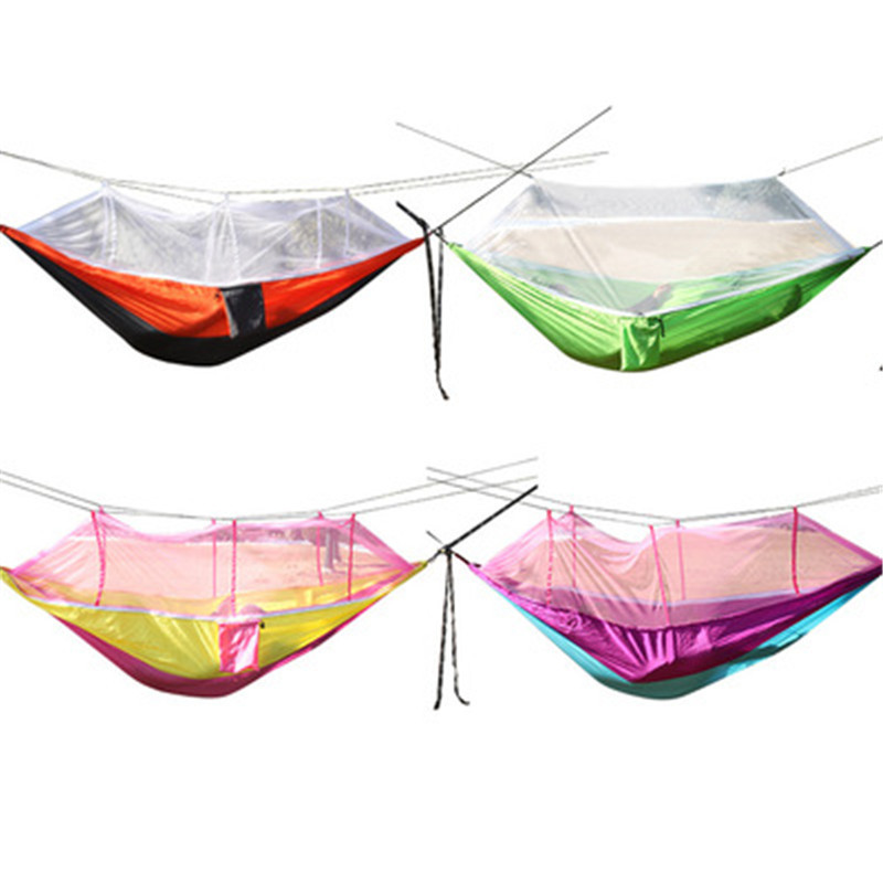 Nylon Outdoor Travel Double Camping Hammock with Mosquito Net safe comfortable nylon camping hammock R1161