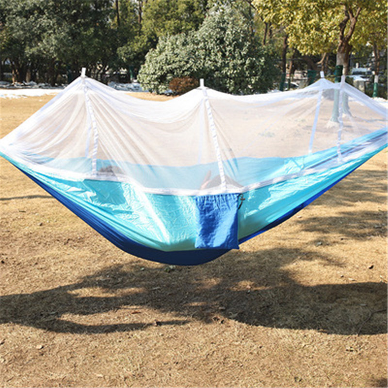 Nylon Outdoor Travel Double Camping Hammock with Mosquito Net safe comfortable nylon camping hammock R1161