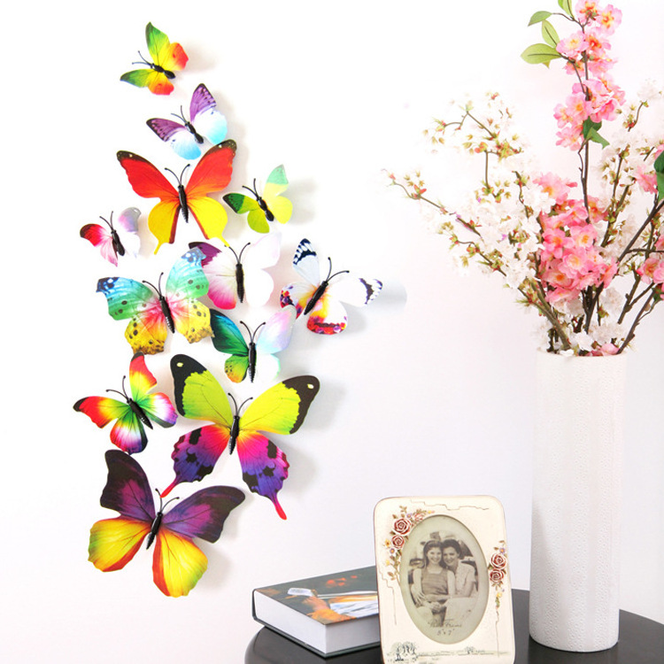 12pcs/lot Home Decor Poster Wall Room Decoration Magnet Butterflies DIY Fridge Stickers 3D Wall Stickers