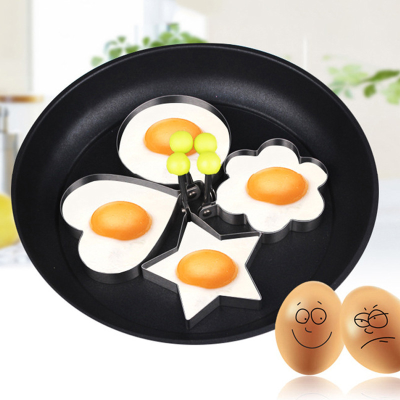 8230642 Fried Egg Shaper Stainless Steel Fried Egg Shaper Pancake Ring Circle Mold Heart Shape Kitchen Tools Accessories