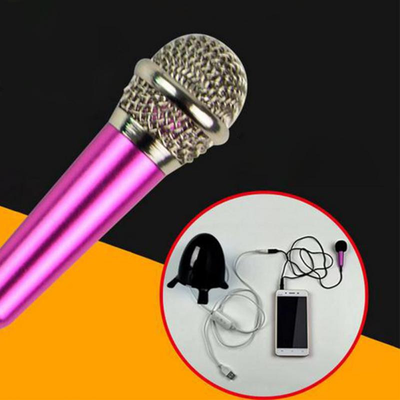 Portable 3.5mm Stereo Studio Mic KTV Karaoke Mini Microphone For Cell Phone Laptop PC Desktop 5.5cm*1.8cm Small Size Mic