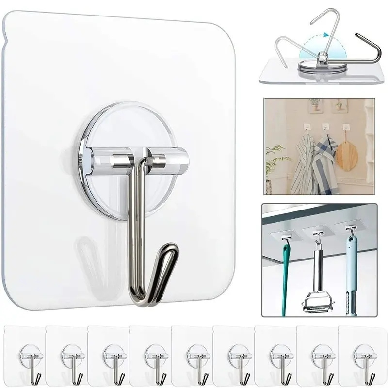 8230920 Strong Transparent Suction Cup Sucker Hanger Self Adhesive Hook Wall Hooks for Kitchen Bathroom