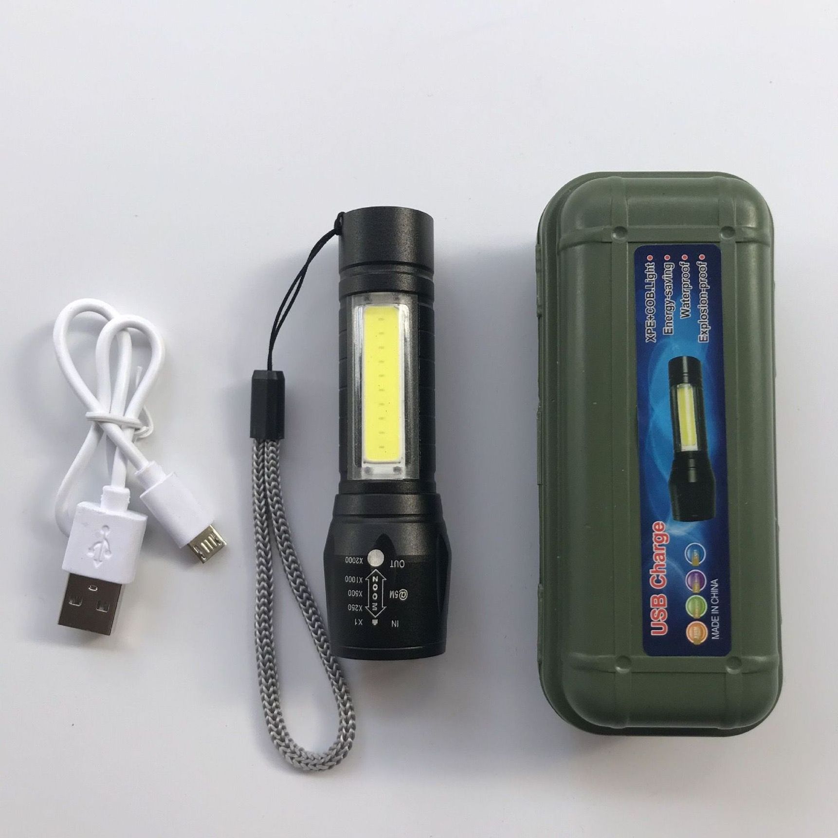 Zoom Focus Portable Torch Lamp Rechargeable Waterproof Outdoor USB LED Penlight Mini LED Flashlight