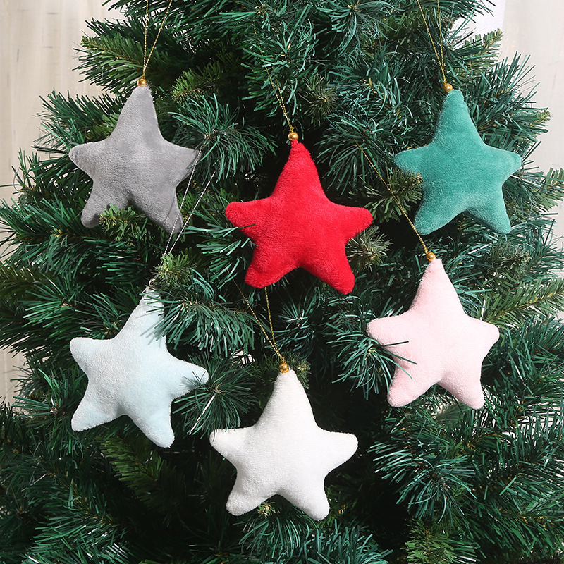 8230910 Wholesale Christmas Tree Pendant Ornaments Hanging Velvet Star Key Chain Christmas Decoration