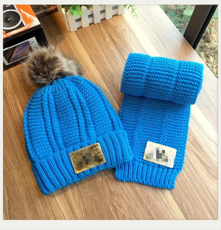 Korean Style Winter Thick Plush inside Warm Beanie Hat Scarf Boys and Girls Kids Hat Scarf Set